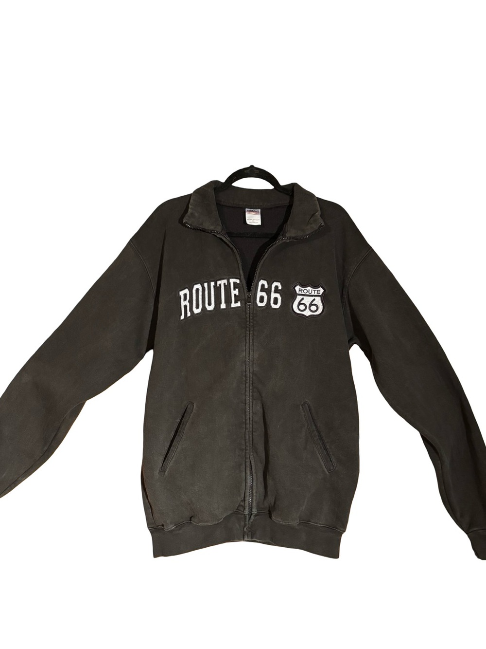 Route 66 Zip Crewneck Black Sweatshirt